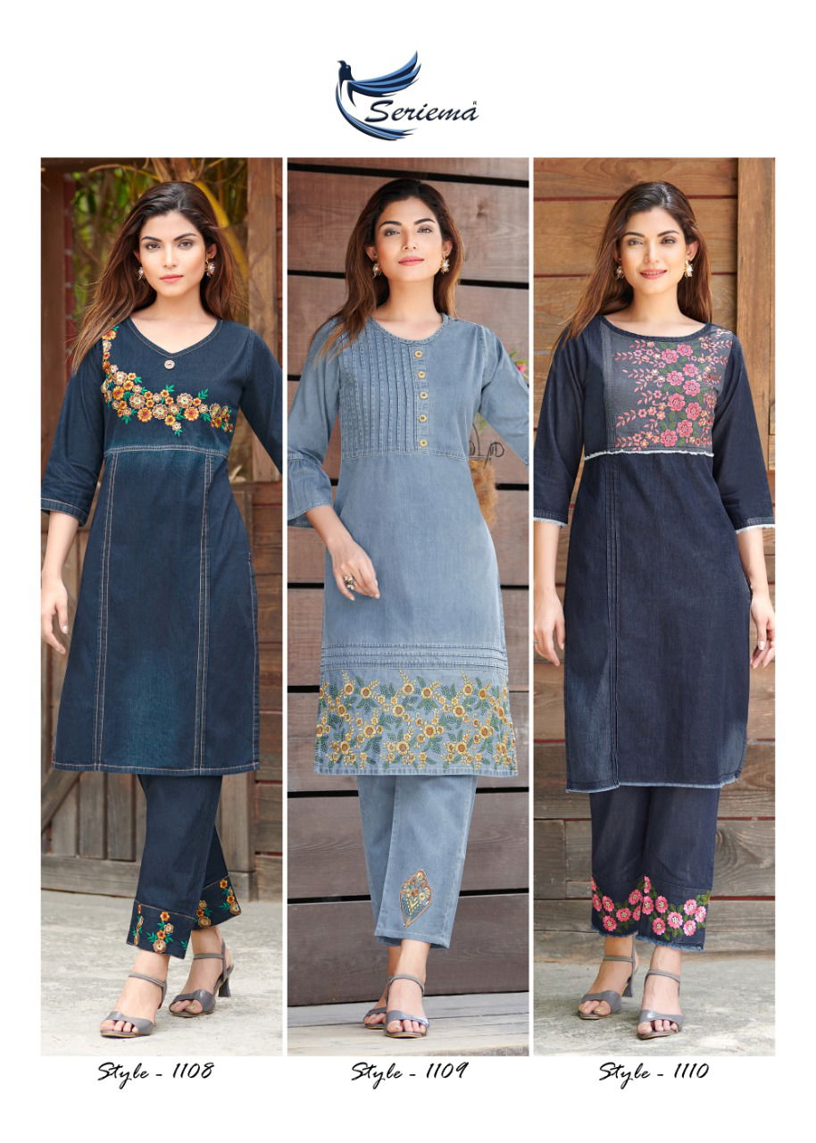 Seriema Kumb Westin Designer Denim Wholesale Party Wear Kurti Catalog
